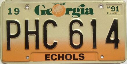 1991 Georgia license plate for sale