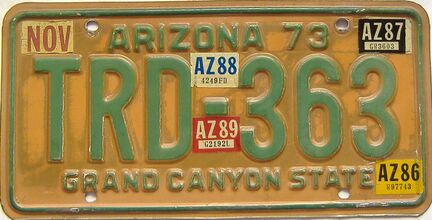 1989 Arizona license plate for sale
