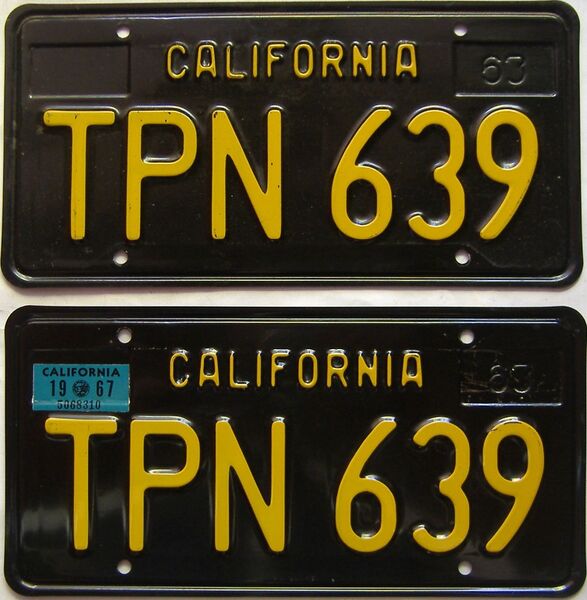1967 California  (Pair) license plate for sale