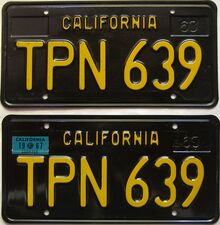 1967 California  (Pair) license plate for sale