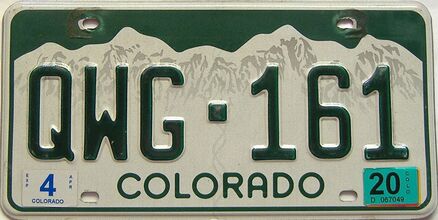 2020 Colorado  (Single) license plate for sale