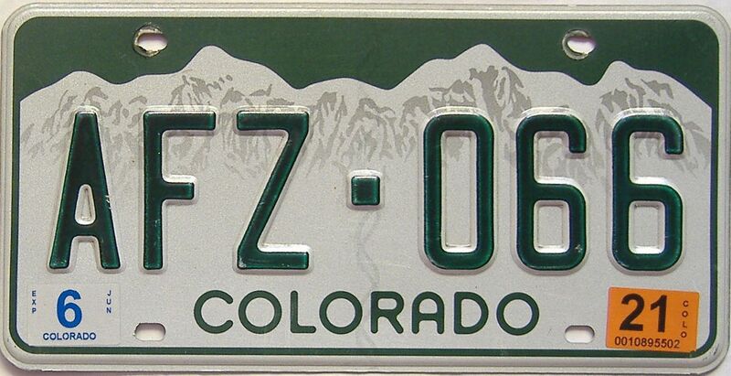 2021 Colorado  (Single) license plate for sale