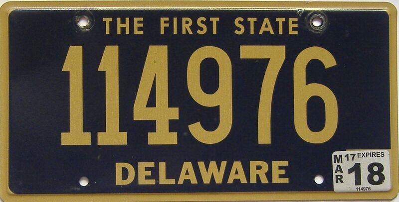 2018 Delaware license plate for sale