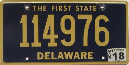 2018 Delaware license plate for sale