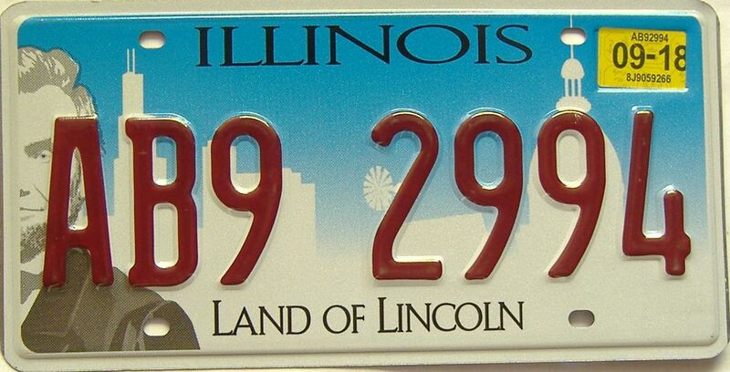 2018 Illinois  (Single) license plate for sale