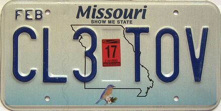2017 Missouri license plate for sale