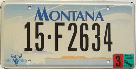 2006 Montana  (Single) license plate for sale