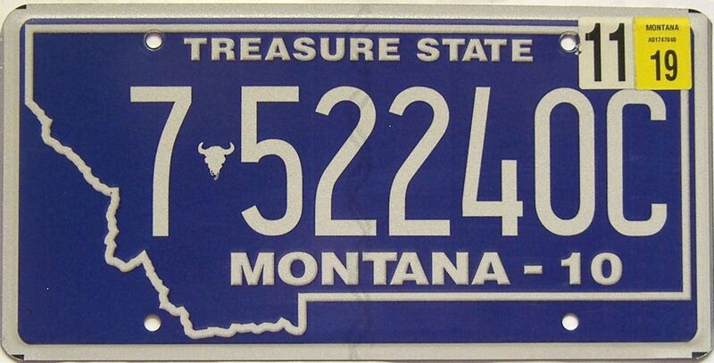 2019 Montana  (Single) license plate for sale