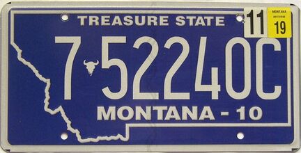2019 Montana  (Single) license plate for sale