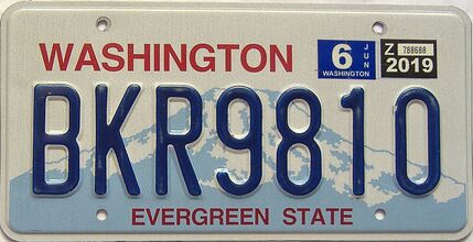 2019 Washington  (Single) license plate for sale