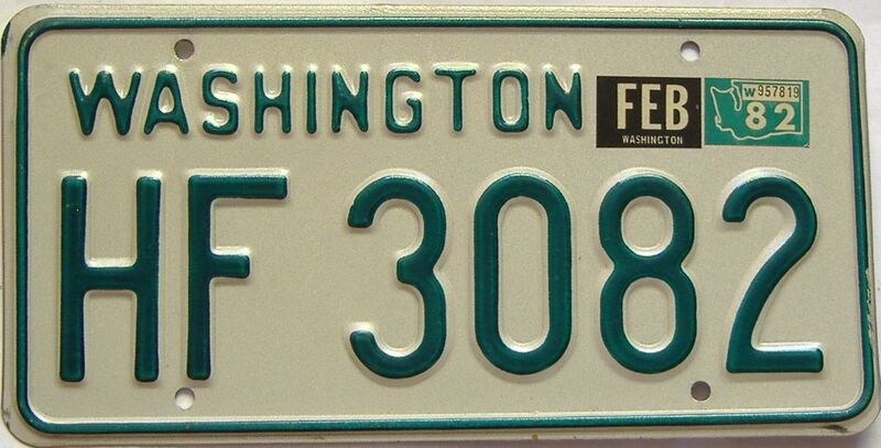 1982 Washington  (Single) license plate for sale