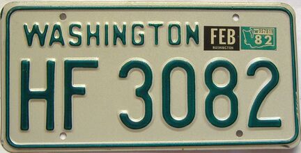 1982 Washington  (Single) license plate for sale