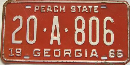 YOM 1966 Georgia (Carroll) license plate for sale