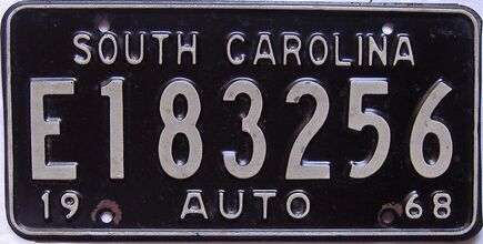 1968 South Carolina  (Single) license plate for sale