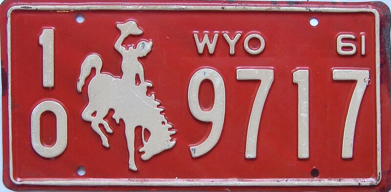 1961 Wyoming  (Single) license plate for sale