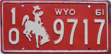 1961 Wyoming  (Single) license plate for sale