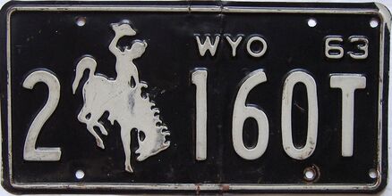 1963 Wyoming  (Single) license plate for sale