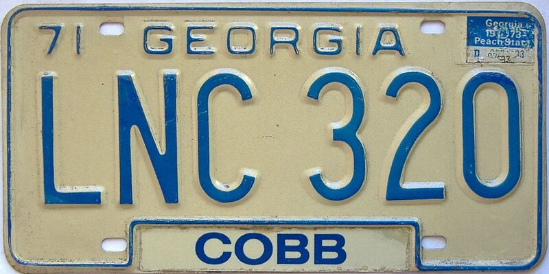 1973 Georgia YOM 1971 - 1989 license plate for sale