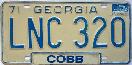1973 Georgia YOM 1971 - 1989 license plate for sale