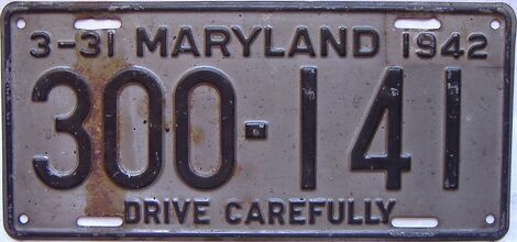 1942 Maryland  (Single) license plate for sale