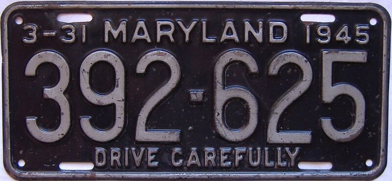 1945 Maryland license plate for sale