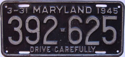 1945 Maryland license plate for sale