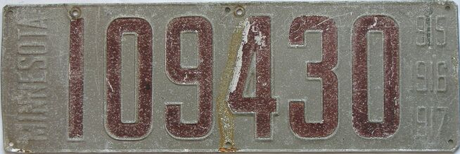 1915 Minnesota  (Single) license plate for sale
