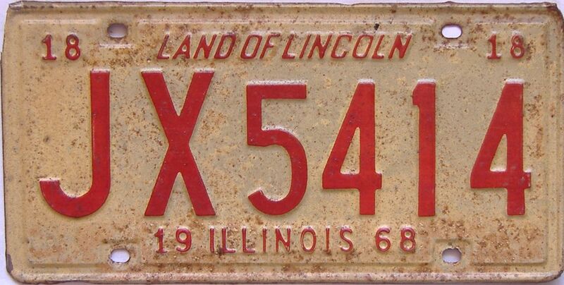 1968 Illinois  (Single) license plate for sale