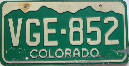 Colorado  (Single) license plate for sale