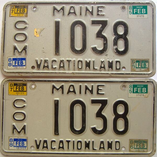 1988 Maine  (Pair) license plate for sale