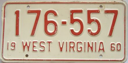 1960 West Virginia license plate for sale