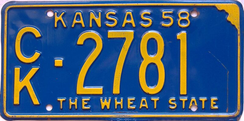1958 Kansas license plate for sale