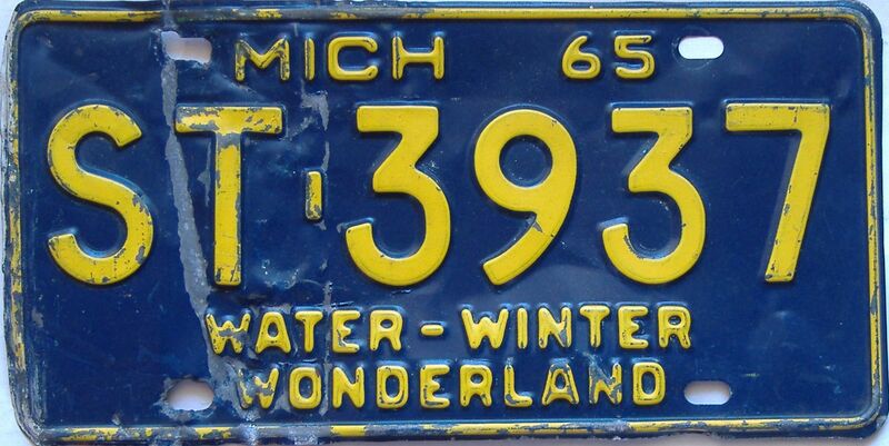1965 Michigan  (Single) license plate for sale