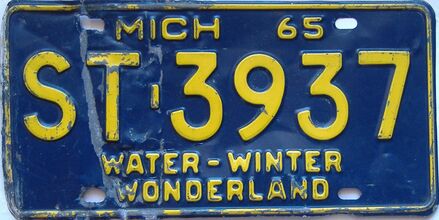 1965 Michigan  (Single) license plate for sale