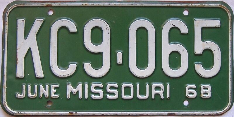 1968 Missouri license plate for sale