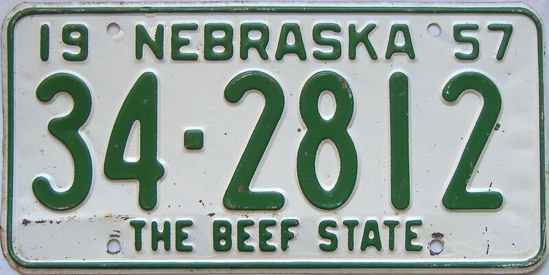 1957 Nebraska  (Single) license plate for sale