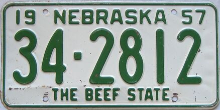 1957 Nebraska  (Single) license plate for sale