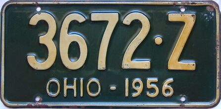 1956 Ohio  (Single) license plate for sale