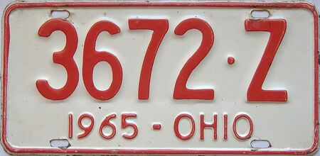 1965 Ohio  (Single) license plate for sale