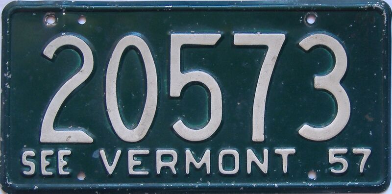 1957 Vermont  (Single) license plate for sale