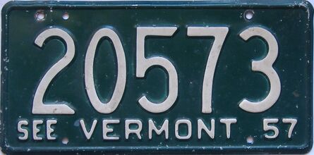 1957 Vermont  (Single) license plate for sale