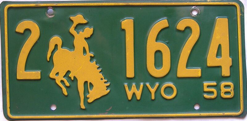 1958 Wyoming  (Single) license plate for sale
