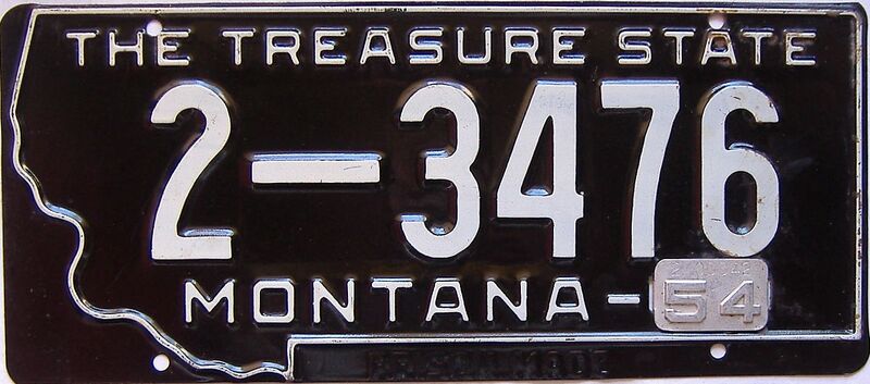 1954 Montana  (Single) license plate for sale