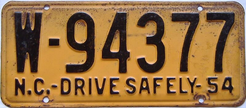 1954 North Carolina license plate for sale