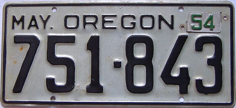 1954 Oregon  (Single) license plate for sale