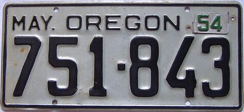 1954 Oregon  (Single) license plate for sale