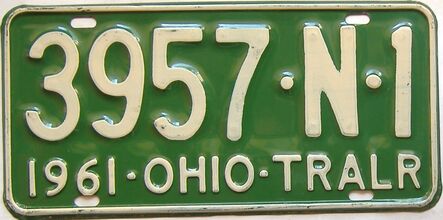 1961 Ohio  (Trailer) license plate for sale