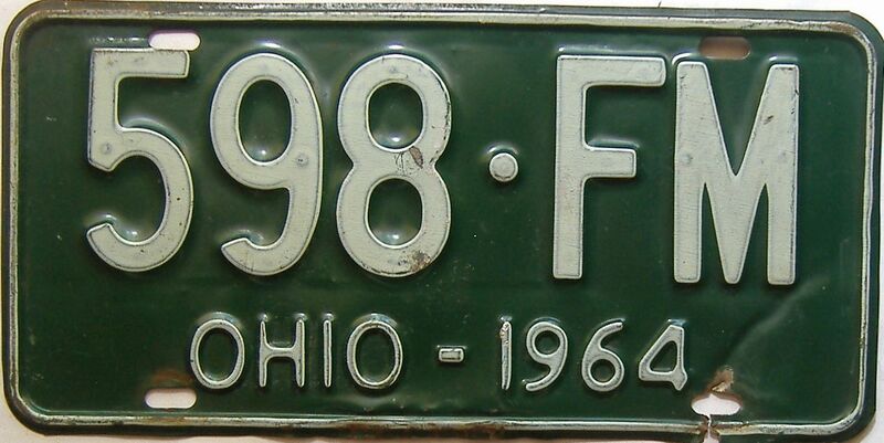 1964 Ohio  (Single) license plate for sale