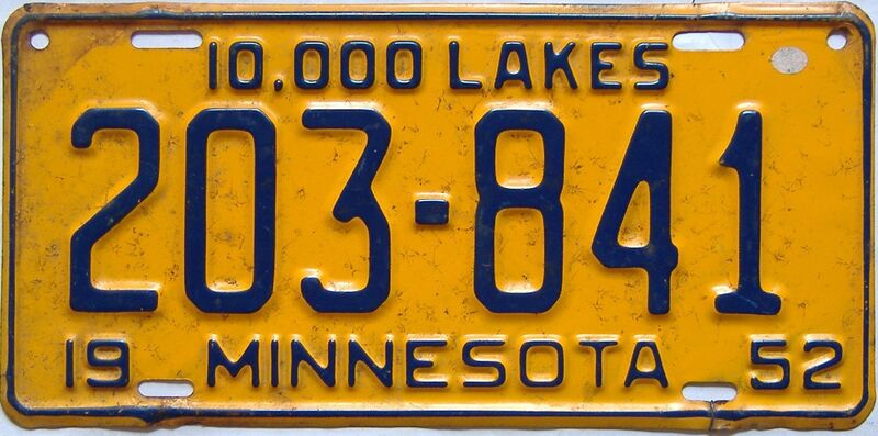 1952 Minnesota  (Single) license plate for sale