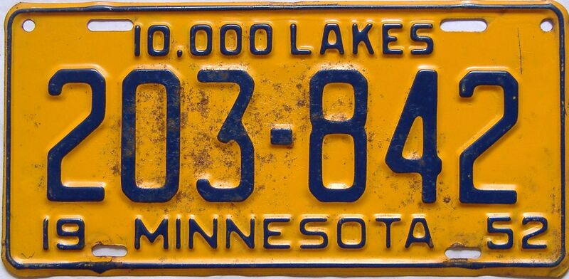 1952 Minnesota  (Single) license plate for sale